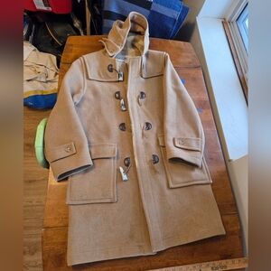 Vintage L'Éléphant Rouge Wool Duffle Coat - Camel Tan, Toggle Closure, Size 40 g